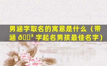 男涵字取名的寓意是什么（带涵 🐳 字起名男孩最佳名字）